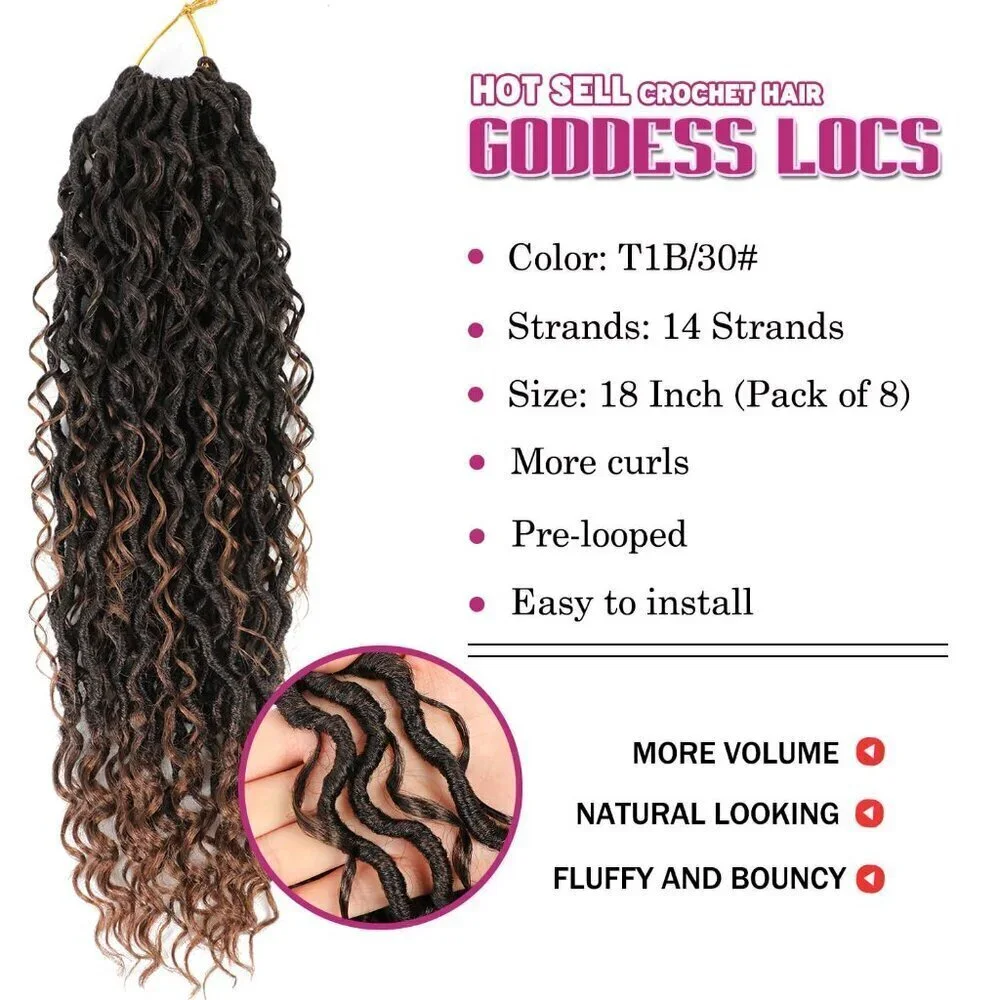 8 Packs Goddess Faux Locs Crochet Hair for Black Women, Goddess Locs Crochet Hai